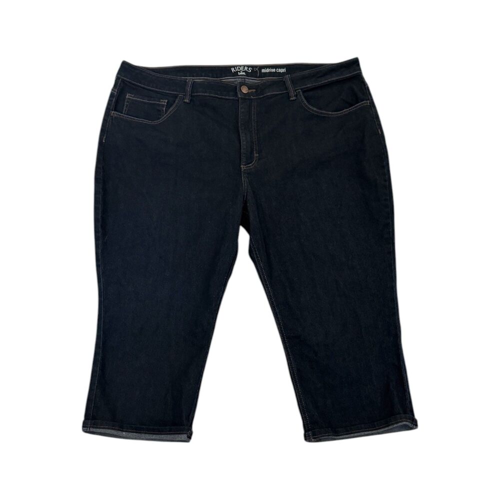Lee Riders Women's Plus Size Dark Wash MidRise Capri Size 22M